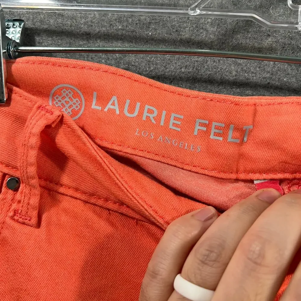 Laurie Felt Regular Daisy Floral Embroidered Ankle_Jeans Light Coral Plus 24